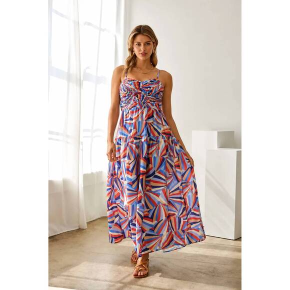 SKIES ARE BLUE Dresses & Skirts - NEW SKIES ARE BLUE printed tiered midi dress in multi